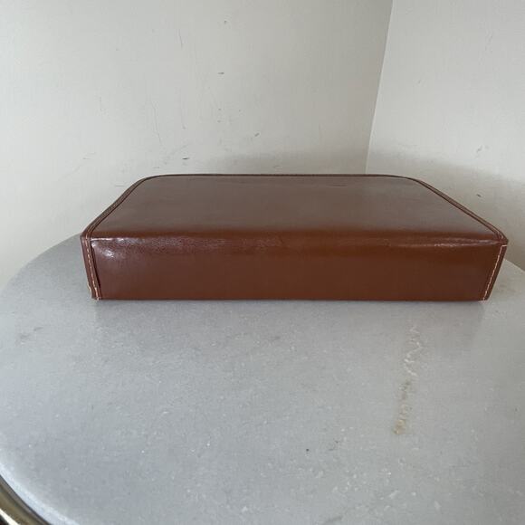 VTG 1950s Brown Leather Vanity Kit Grooming Travel Case MCM Mad Men Barber Shop - Picture 7 of 16